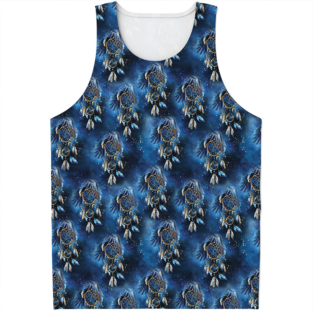 Blue Galaxy Dream Catcher Pattern Print Men's Tank Top