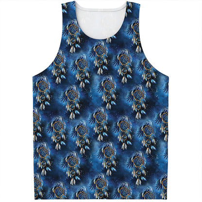 Blue Galaxy Dream Catcher Pattern Print Men's Tank Top