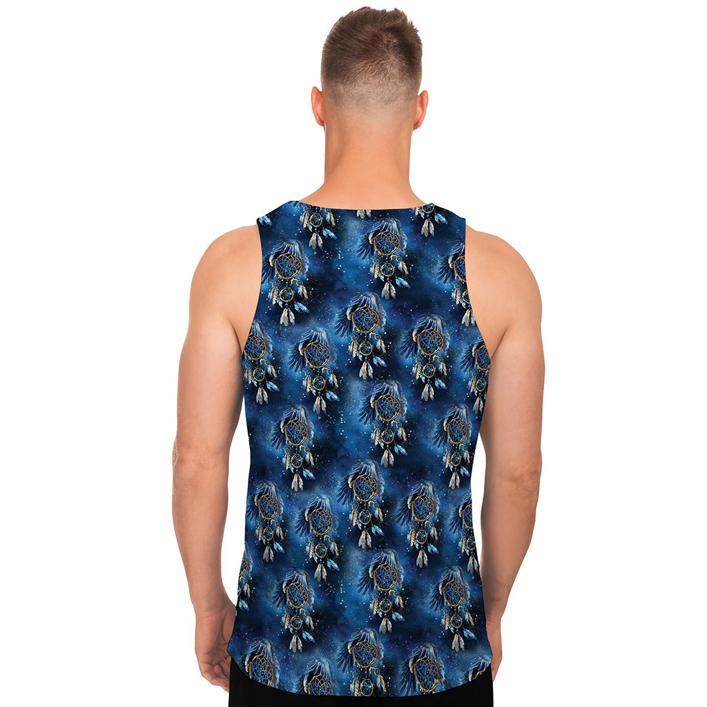 Blue Galaxy Dream Catcher Pattern Print Men's Tank Top
