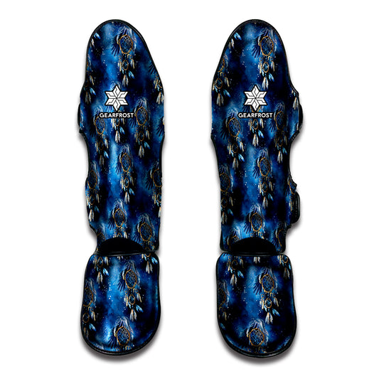 Blue Galaxy Dream Catcher Pattern Print Muay Thai Shin Guard