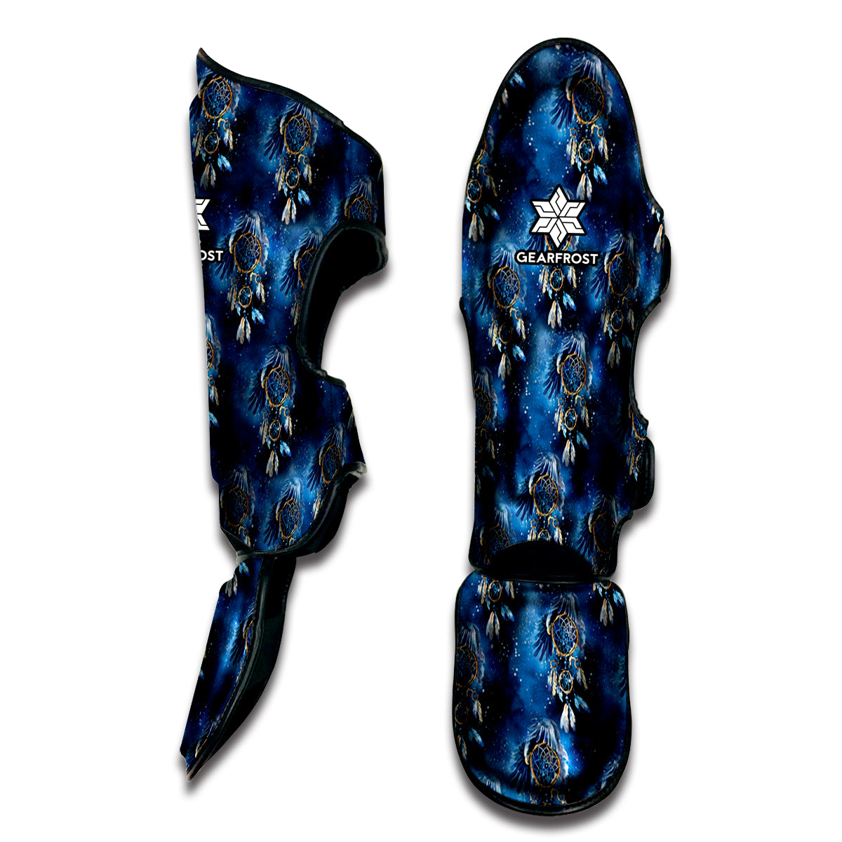 Blue Galaxy Dream Catcher Pattern Print Muay Thai Shin Guard