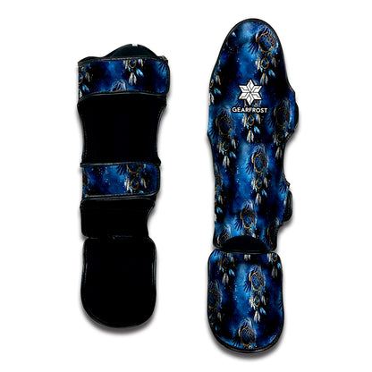 Blue Galaxy Dream Catcher Pattern Print Muay Thai Shin Guard