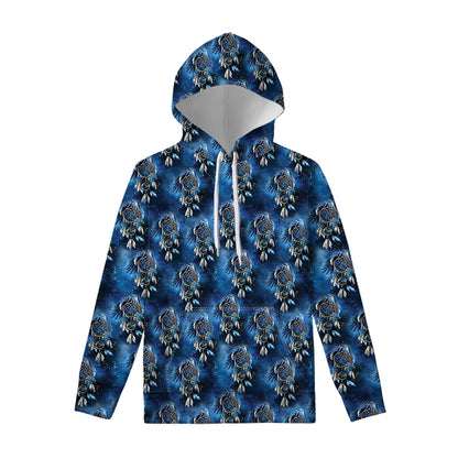 Blue Galaxy Dream Catcher Pattern Print Pullover Hoodie