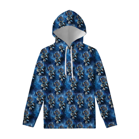 Blue Galaxy Dream Catcher Pattern Print Pullover Hoodie