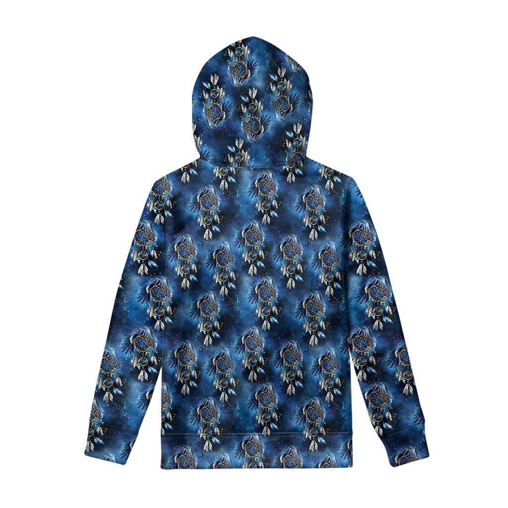 Blue Galaxy Dream Catcher Pattern Print Pullover Hoodie