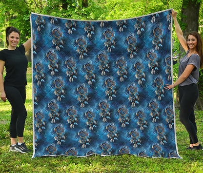 Blue Galaxy Dream Catcher Pattern Print Quilt