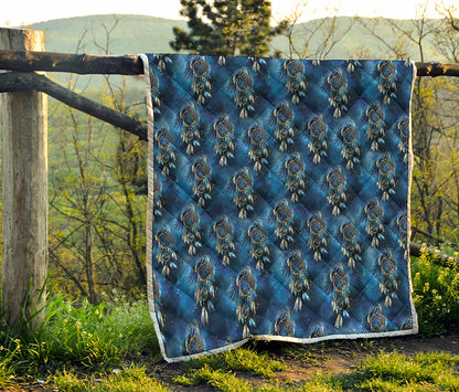 Blue Galaxy Dream Catcher Pattern Print Quilt