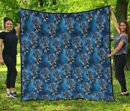 Blue Galaxy Dream Catcher Pattern Print Quilt
