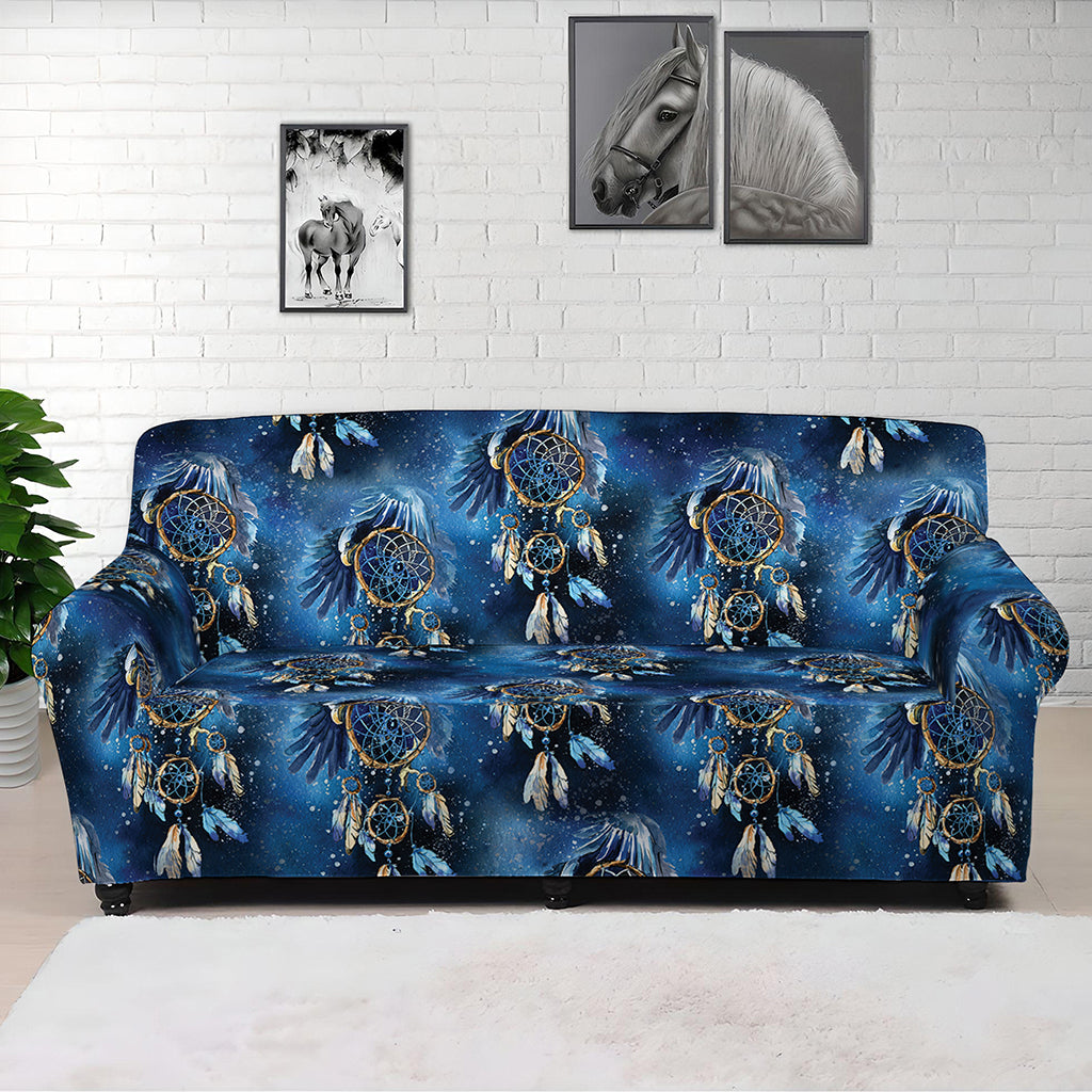 Blue Galaxy Dream Catcher Pattern Print Sofa Cover