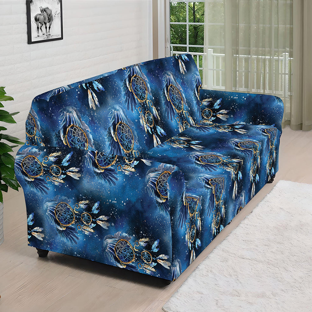 Blue Galaxy Dream Catcher Pattern Print Sofa Cover