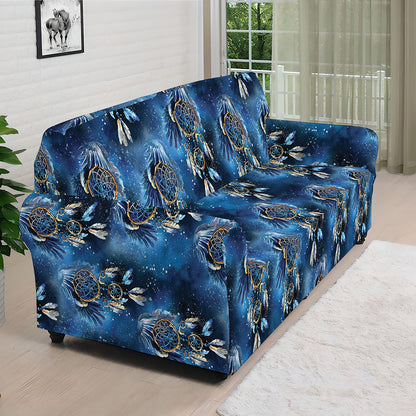 Blue Galaxy Dream Catcher Pattern Print Sofa Cover
