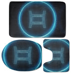 Blue Gemini Zodiac Sign Print 3 Piece Bath Mat Set