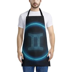 Blue Gemini Zodiac Sign Print Apron