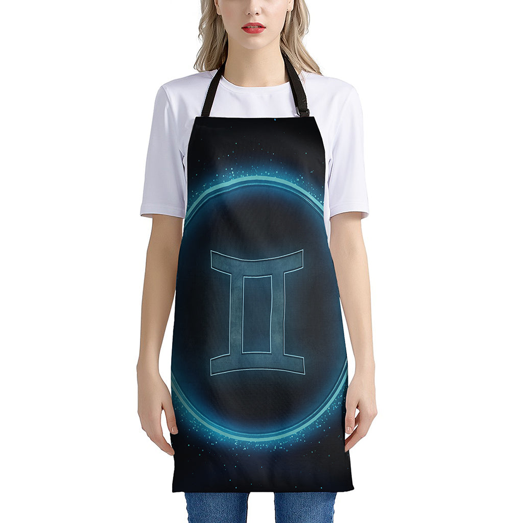 Blue Gemini Zodiac Sign Print Apron