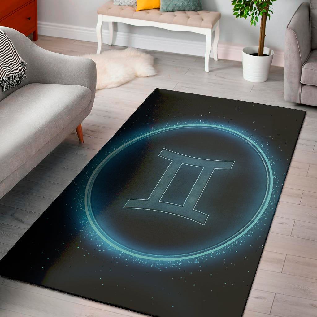 Blue Gemini Zodiac Sign Print Area Rug