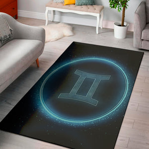 Blue Gemini Zodiac Sign Print Area Rug