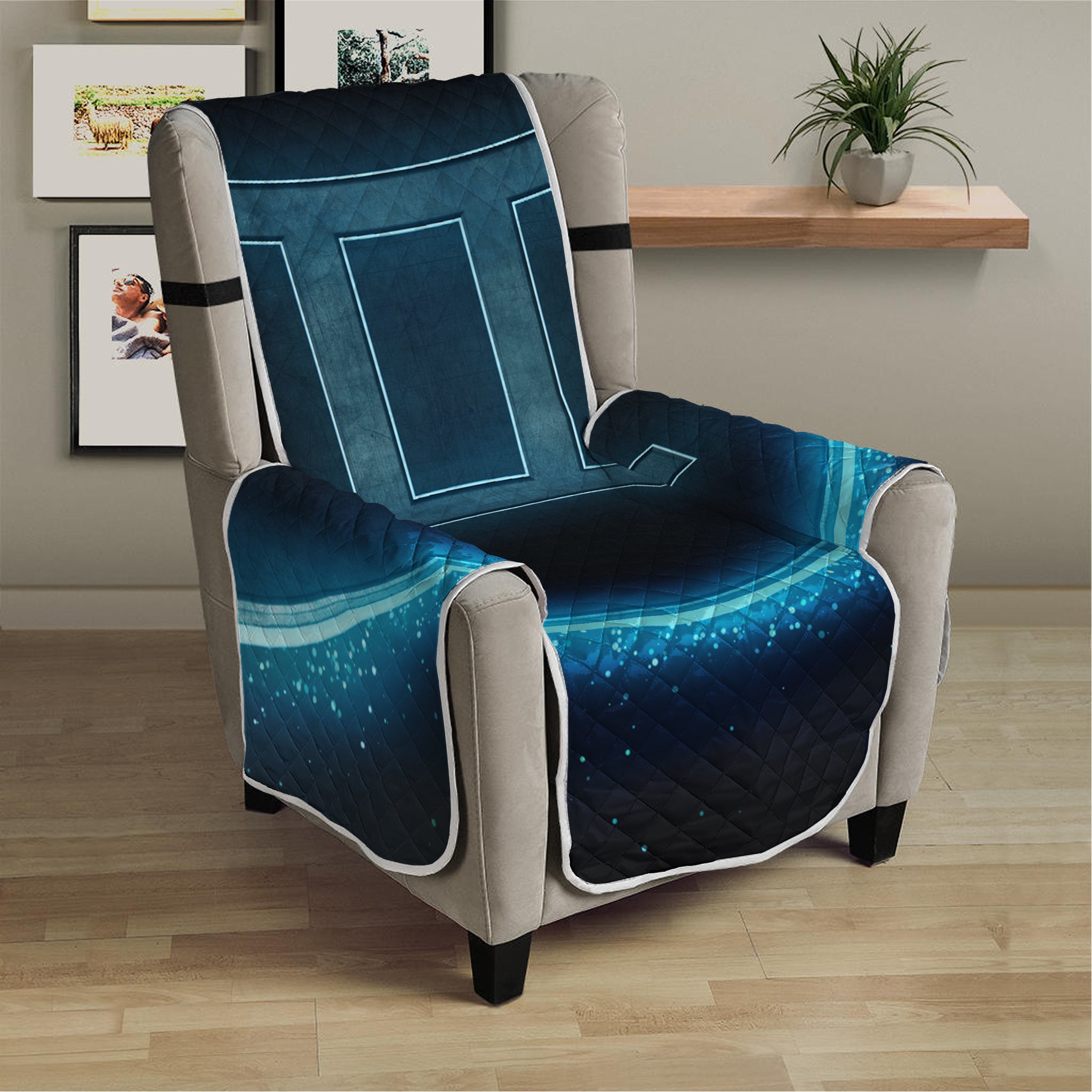 Blue Gemini Zodiac Sign Print Armchair Protector