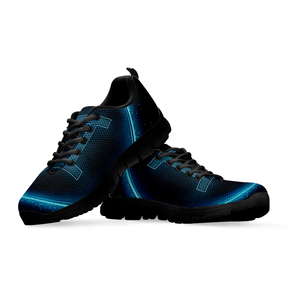 Blue Gemini Zodiac Sign Print Black Sneakers