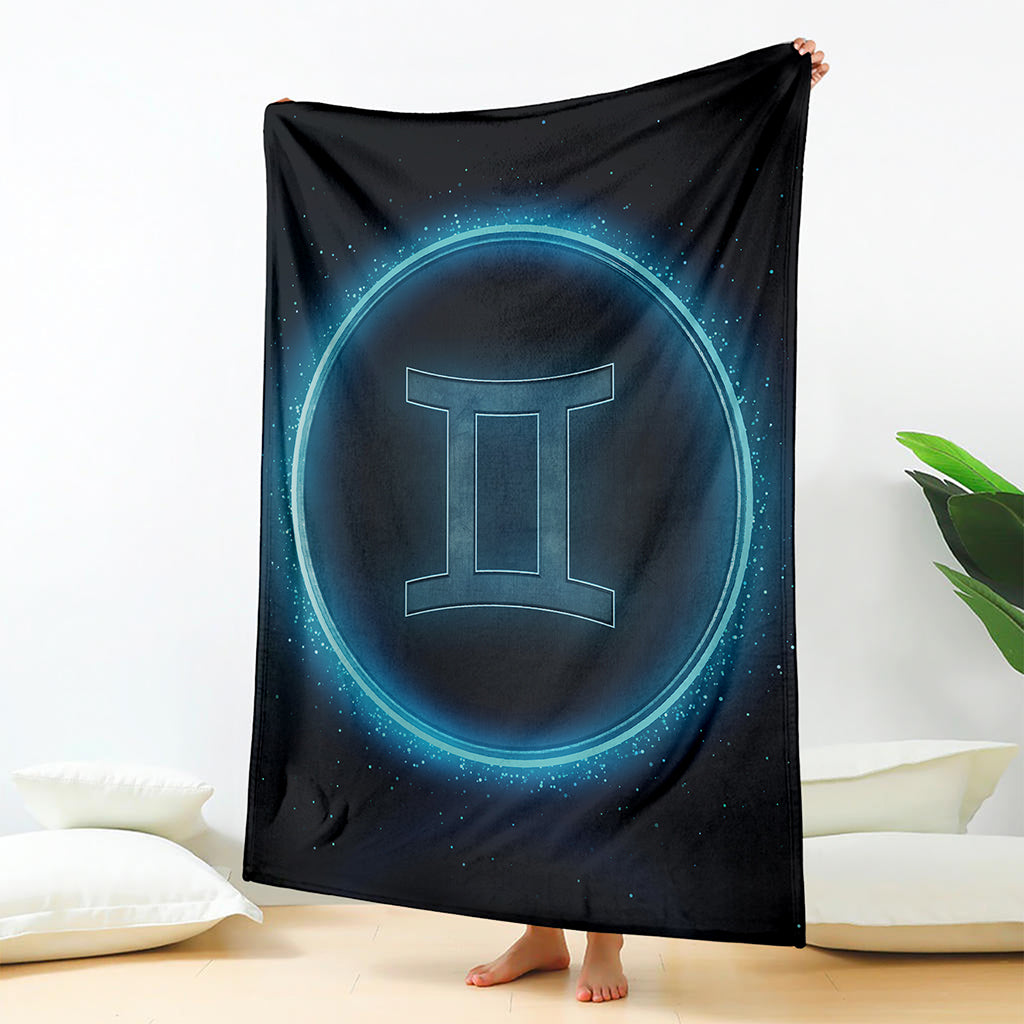 Blue Gemini Zodiac Sign Print Blanket