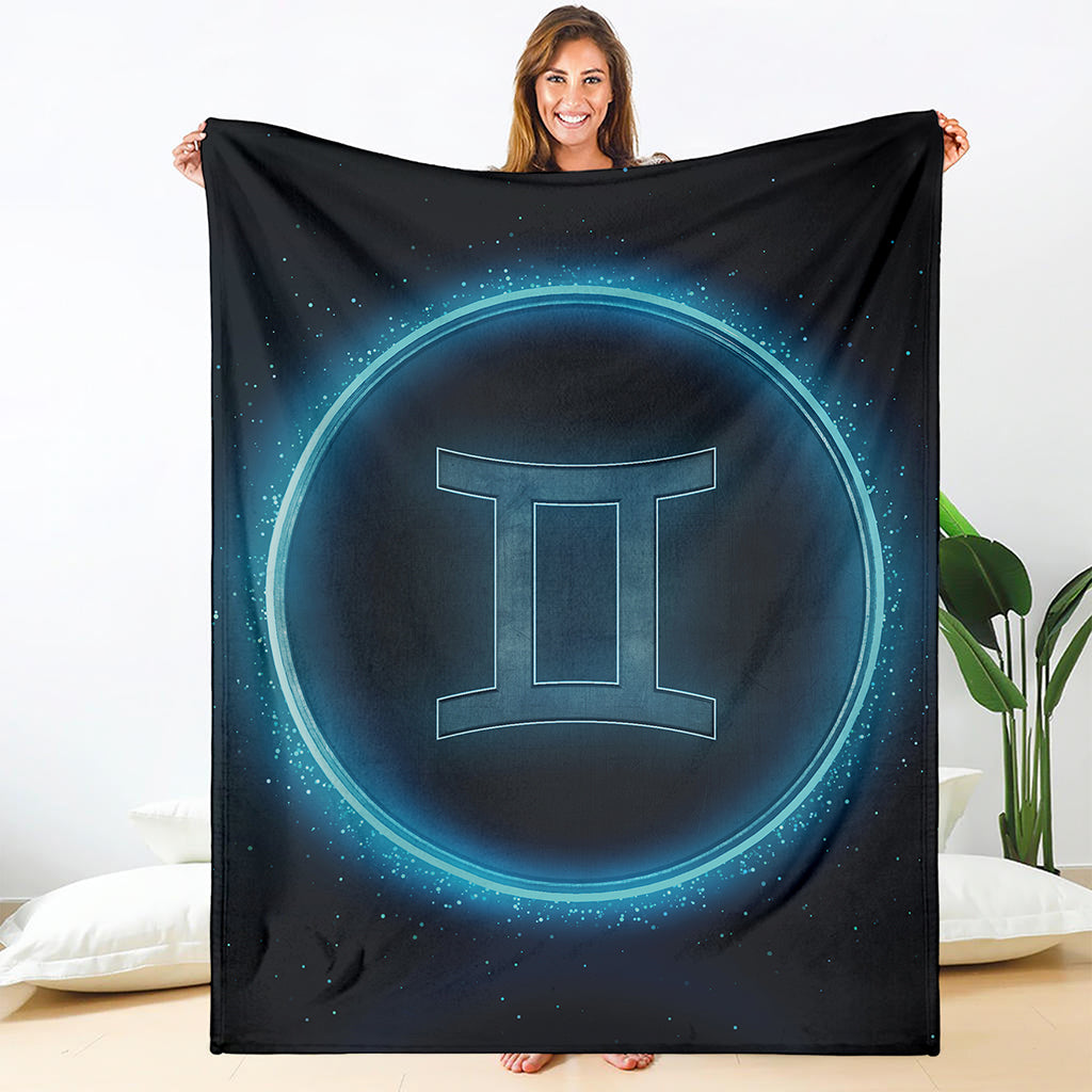 Blue Gemini Zodiac Sign Print Blanket