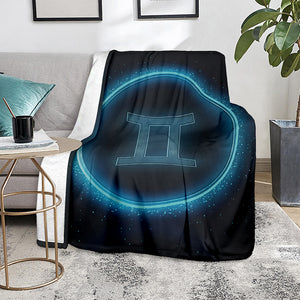 Blue Gemini Zodiac Sign Print Blanket