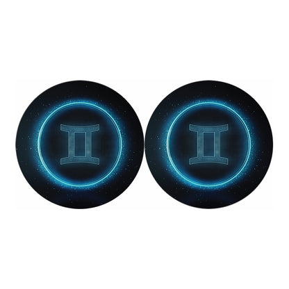 Blue Gemini Zodiac Sign Print Car Coasters