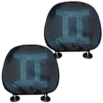 Blue Gemini Zodiac Sign Print Car Headrest Covers