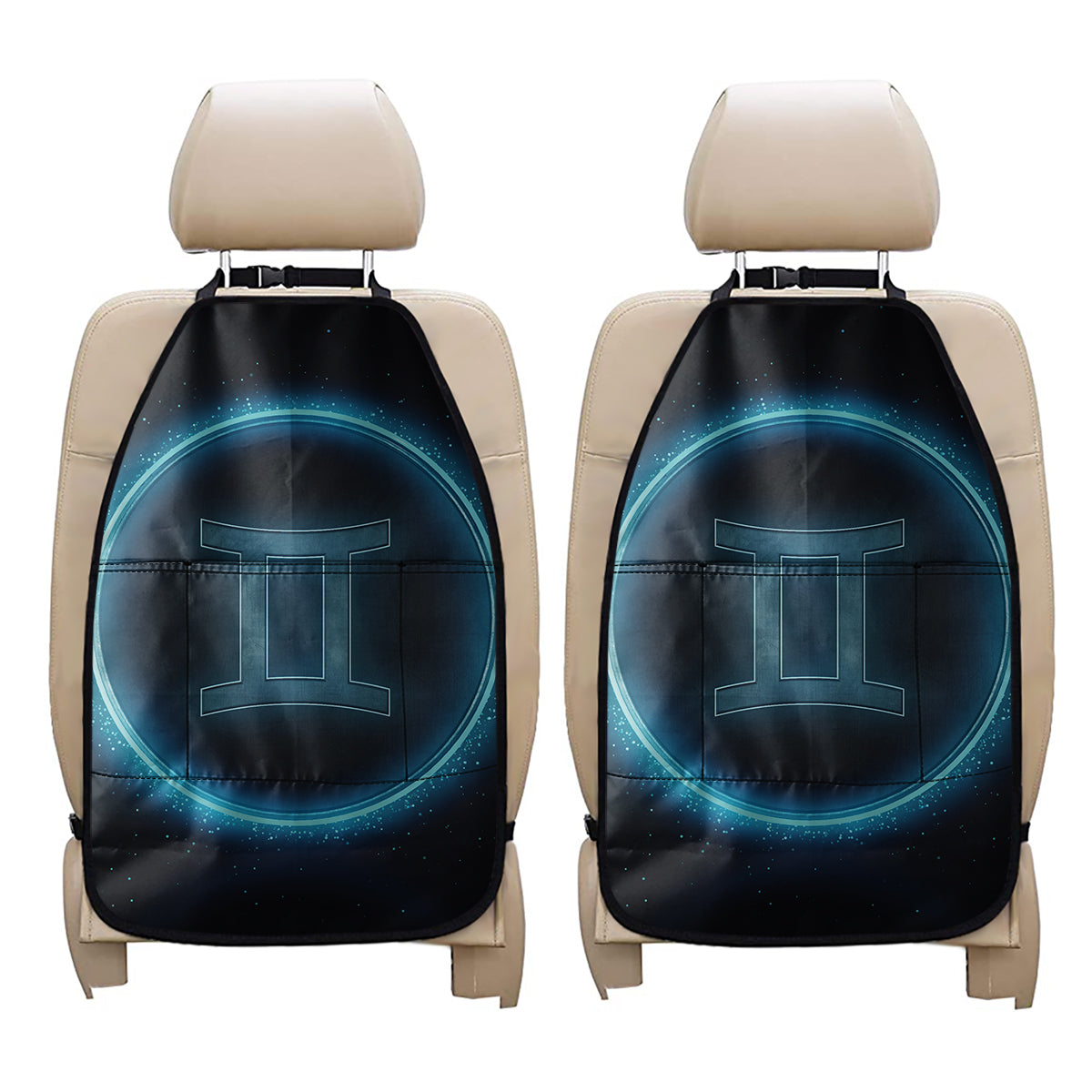 Blue Gemini Zodiac Sign Print Car Seat Organizers
