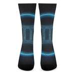 Blue Gemini Zodiac Sign Print Crew Socks