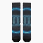 Blue Gemini Zodiac Sign Print Crew Socks