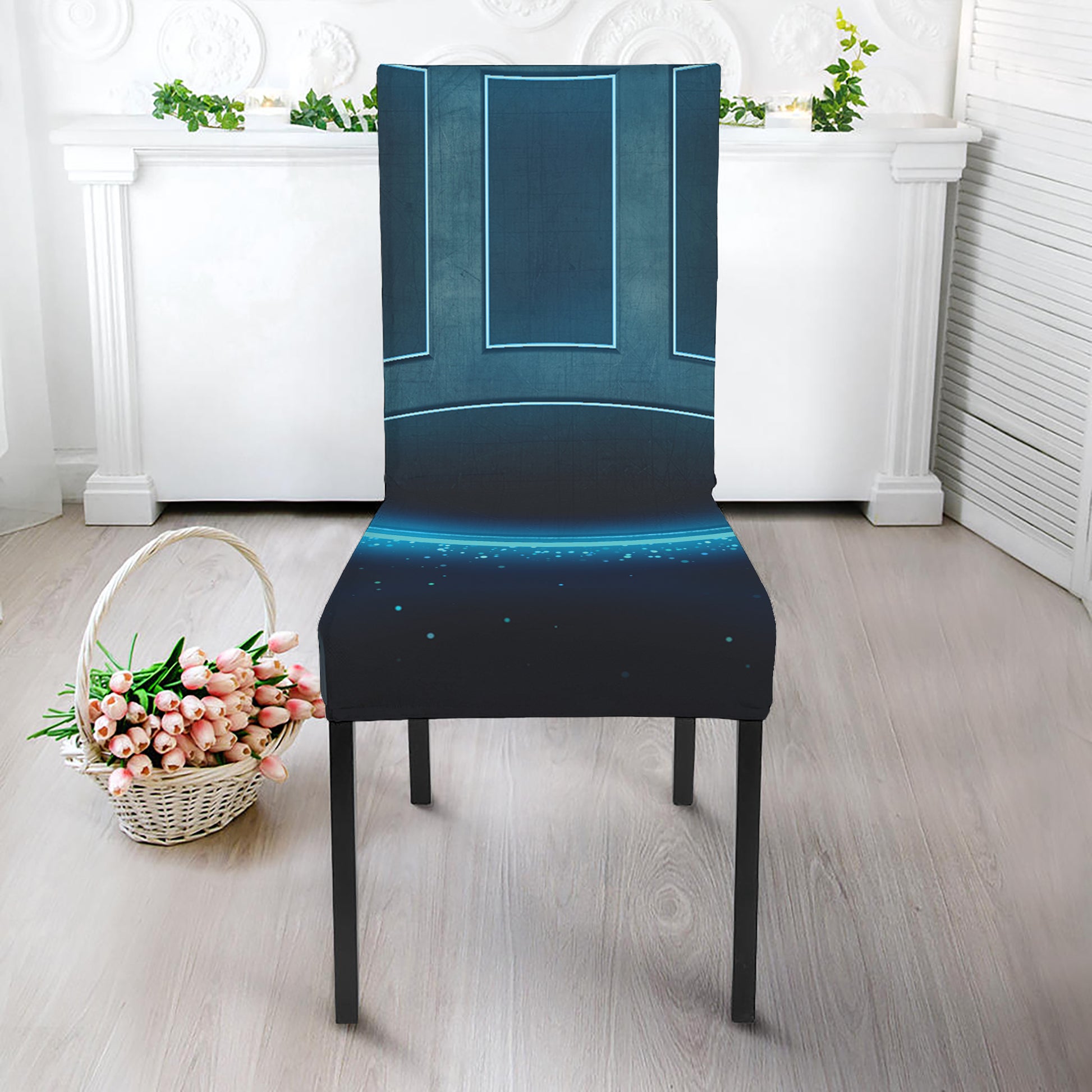 Blue Gemini Zodiac Sign Print Dining Chair Slipcover
