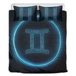 Blue Gemini Zodiac Sign Print Duvet Cover Bedding Set