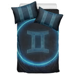 Blue Gemini Zodiac Sign Print Duvet Cover Bedding Set
