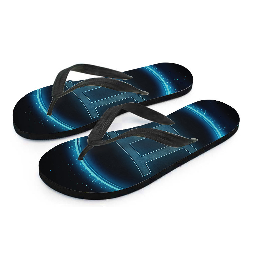 Blue Gemini Zodiac Sign Print Flip Flops