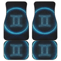 Blue Gemini Zodiac Sign Print Front and Back Car Floor Mats