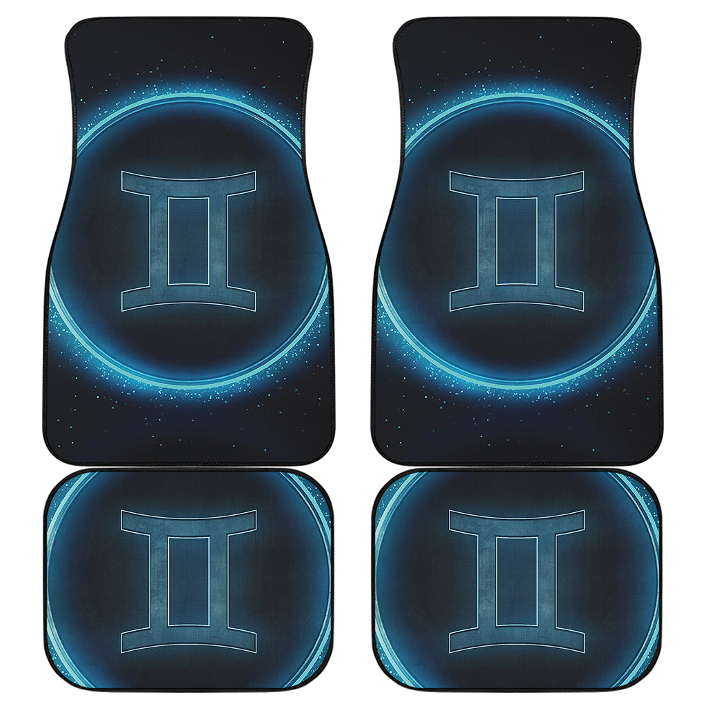 Blue Gemini Zodiac Sign Print Front and Back Car Floor Mats