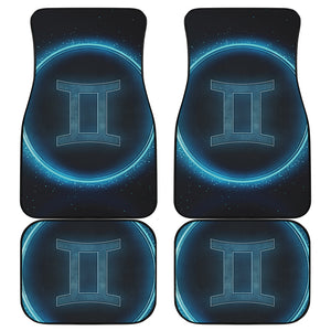 Blue Gemini Zodiac Sign Print Front and Back Car Floor Mats