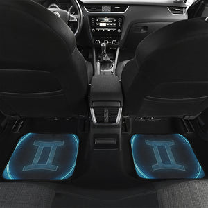 Blue Gemini Zodiac Sign Print Front and Back Car Floor Mats