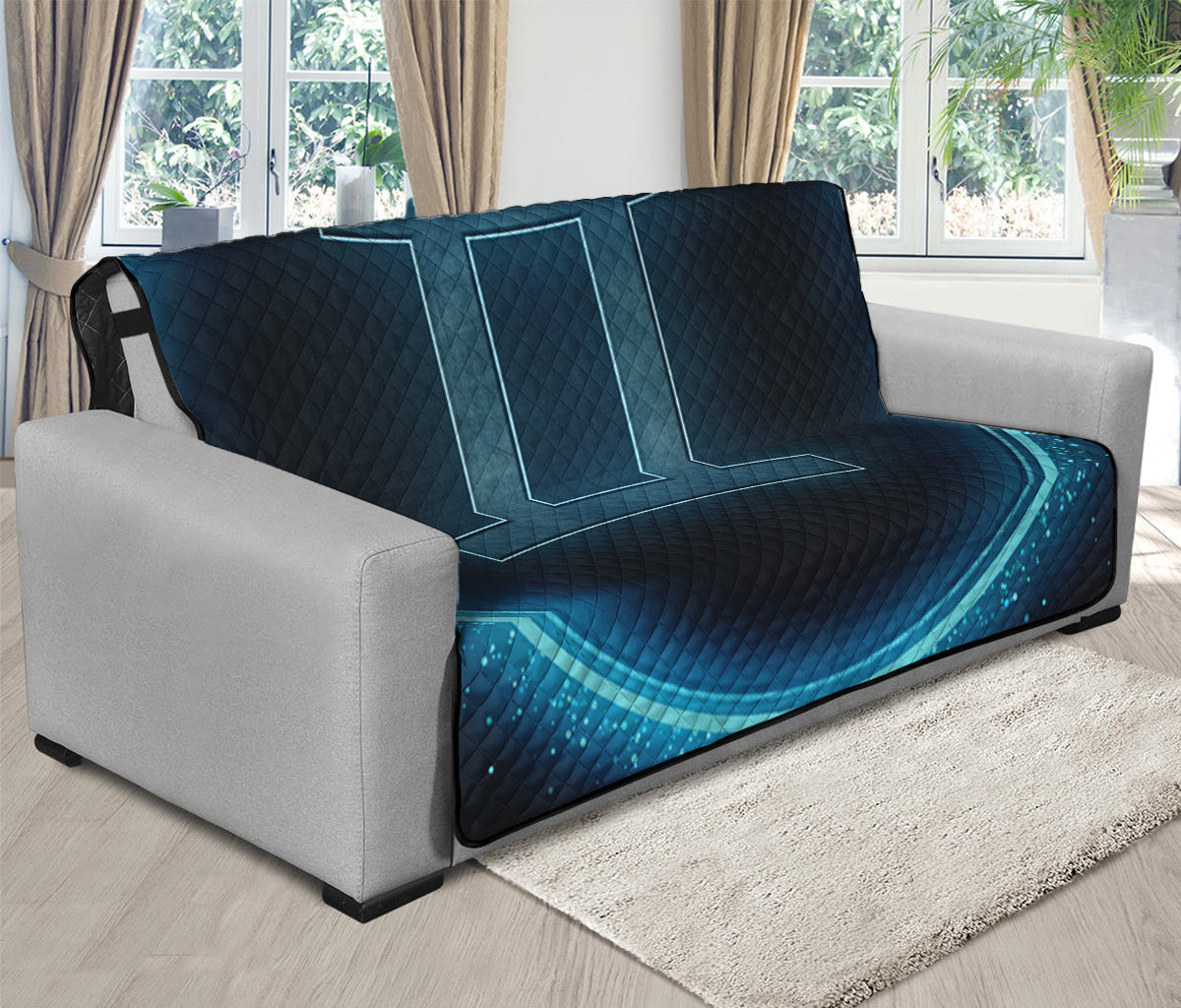 Blue Gemini Zodiac Sign Print Futon Protector