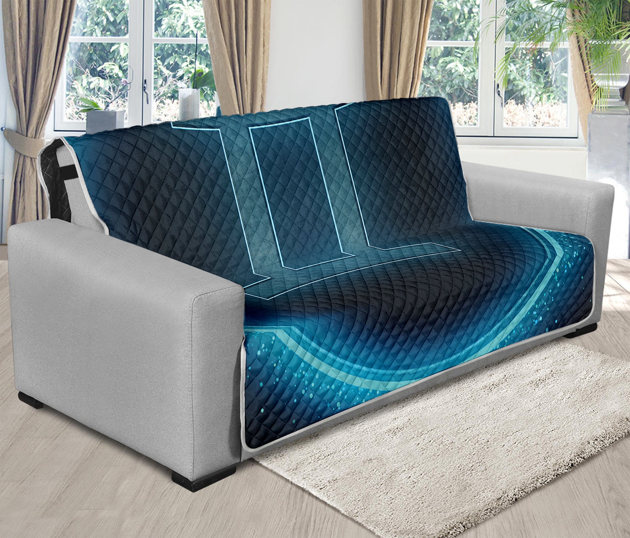 Blue Gemini Zodiac Sign Print Futon Protector