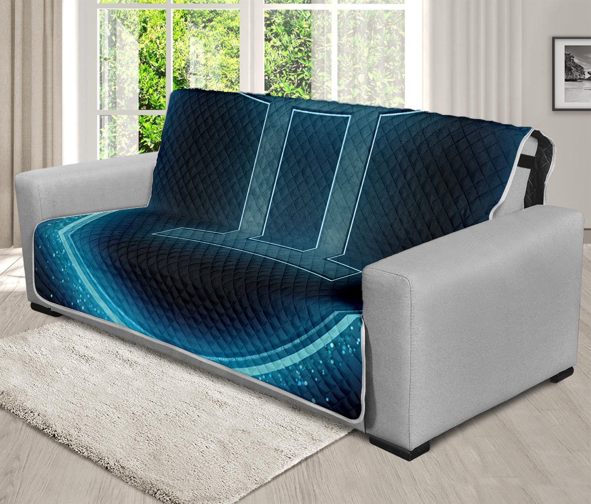 Blue Gemini Zodiac Sign Print Futon Protector