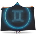 Blue Gemini Zodiac Sign Print Hooded Blanket