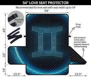 Blue Gemini Zodiac Sign Print Loveseat Protector