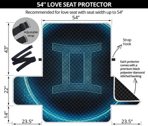 Blue Gemini Zodiac Sign Print Loveseat Protector