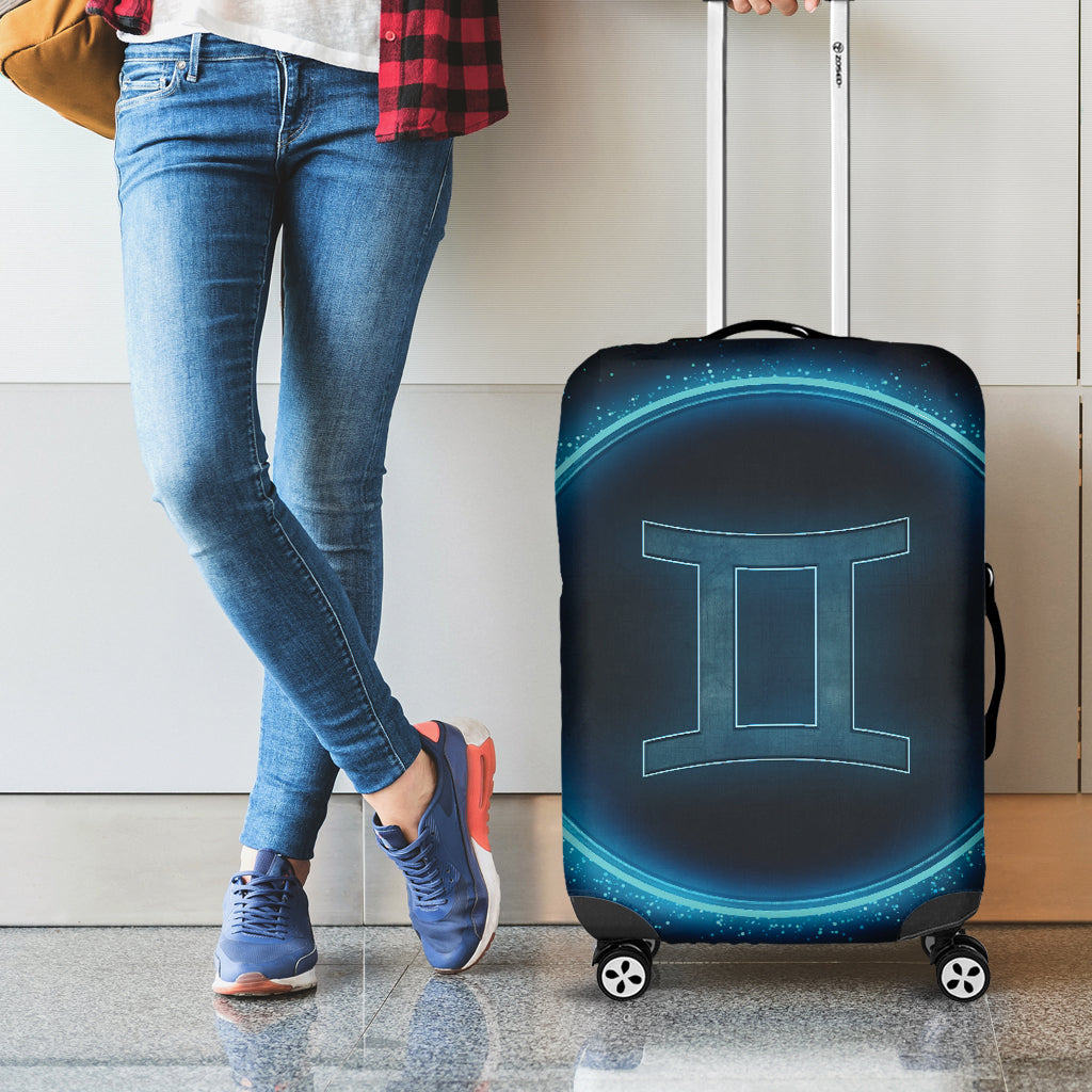 Blue Gemini Zodiac Sign Print Luggage Cover