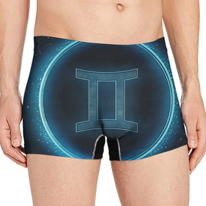 Blue Gemini Zodiac Sign Print Men's Boxer Briefs