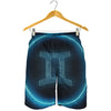 Blue Gemini Zodiac Sign Print Men's Shorts