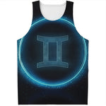 Blue Gemini Zodiac Sign Print Men's Tank Top