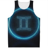 Blue Gemini Zodiac Sign Print Men's Tank Top