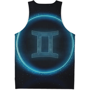 Blue Gemini Zodiac Sign Print Men's Tank Top